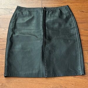 INC International Concepts Vintage Black Genuine Leather Mini Skirt 6P